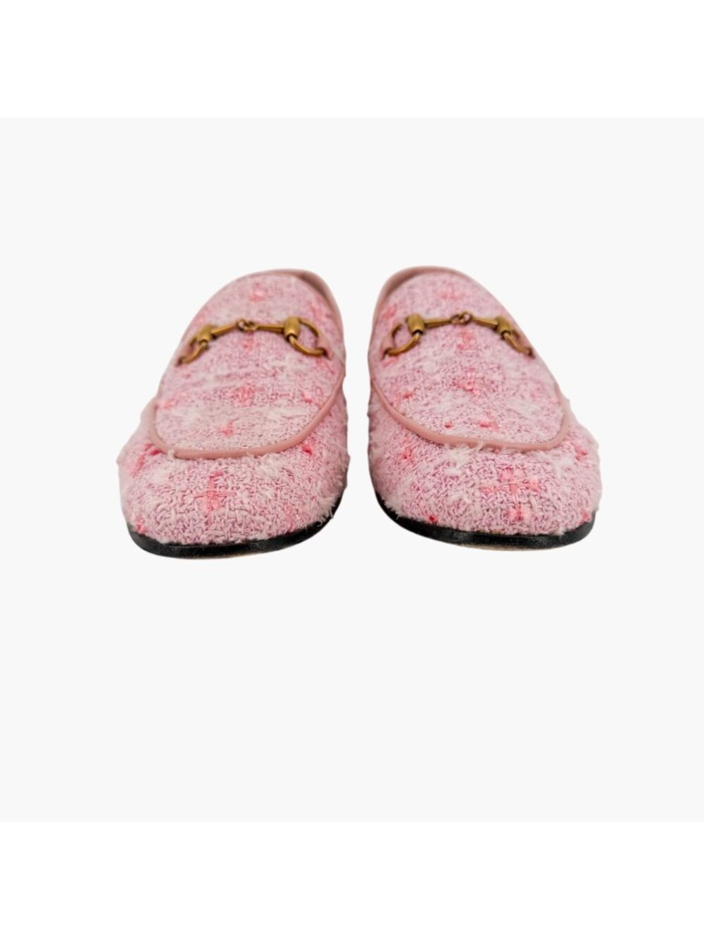 Gucci Jordaan Light Pink Tweed Horsebit Loafers Size 37 US 7 Women's Flats - Picture 6 of 15